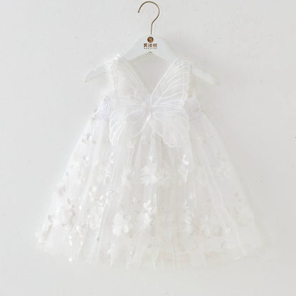 Tulle Dress With Flowers And Little Wings