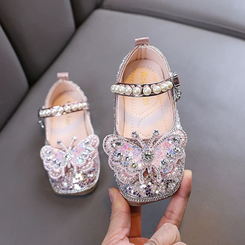 Girls Butterfly Rhinestone Shoes – Charmy