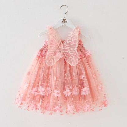 Tulle Dress With Flowers And Little Wings