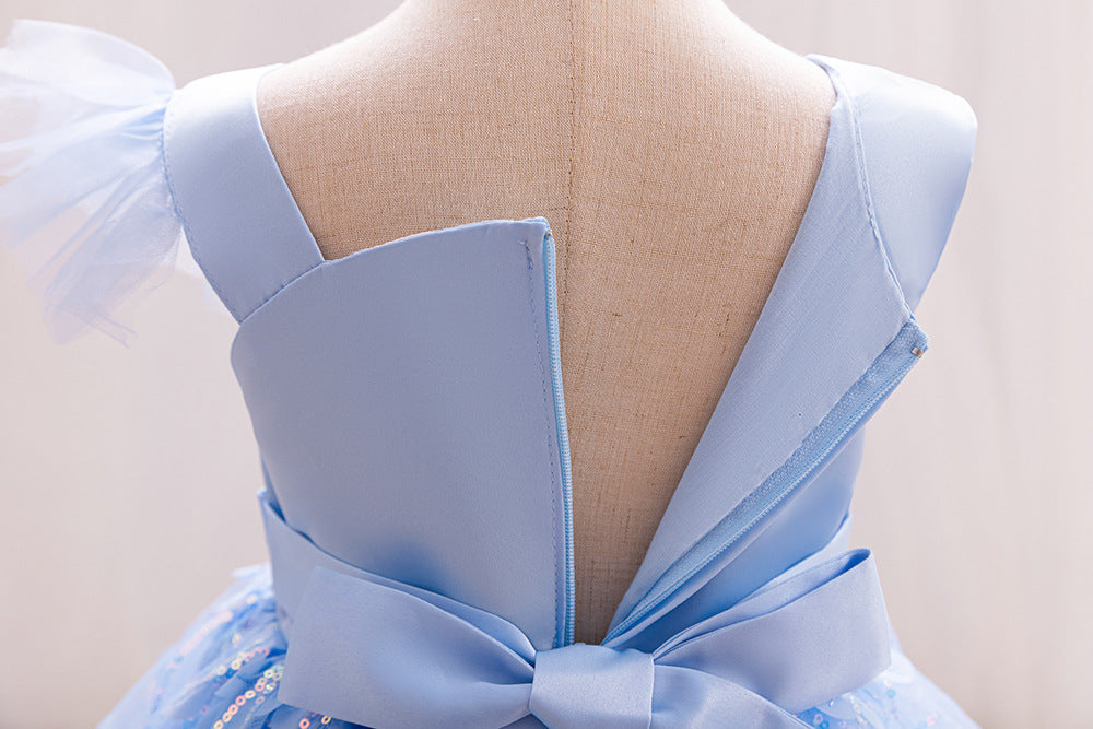 Children's Party Dress with Flowers and Bow