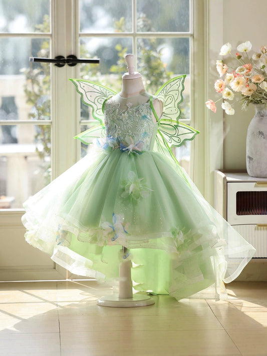Green Party Dress with Wings