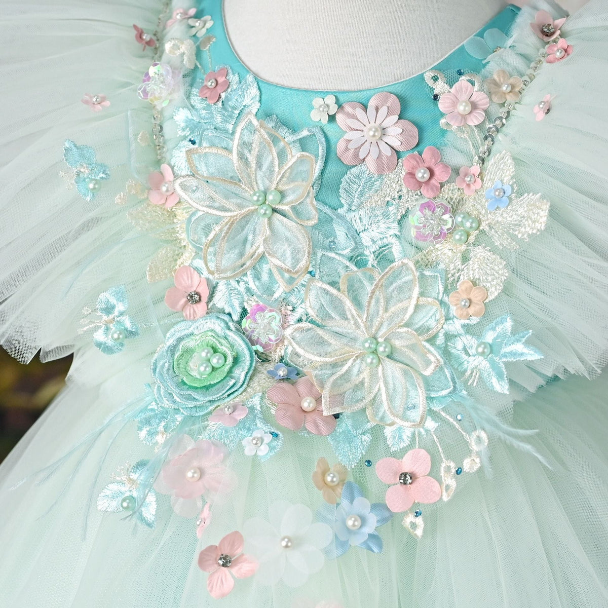 Blue Floral Party Dress for Girls