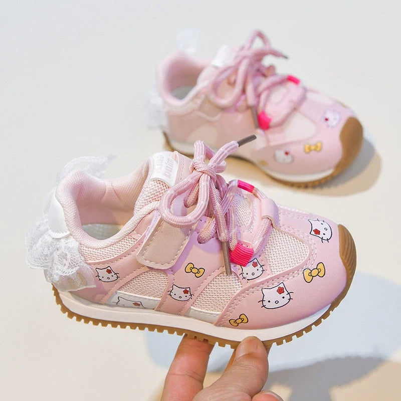 Kids' Sneakers with Cute Kitten and Bow
