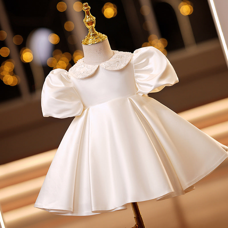 TulleLuce Vestido de Festa Infantil com Gola Bufante Branco