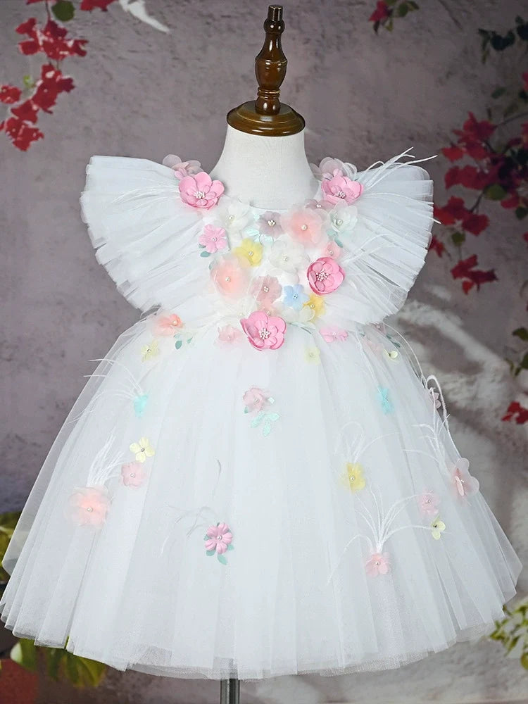 Enchanting Floral White Dress for Girls