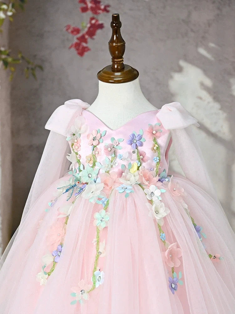 Girls' Party Dress with Small Flowers