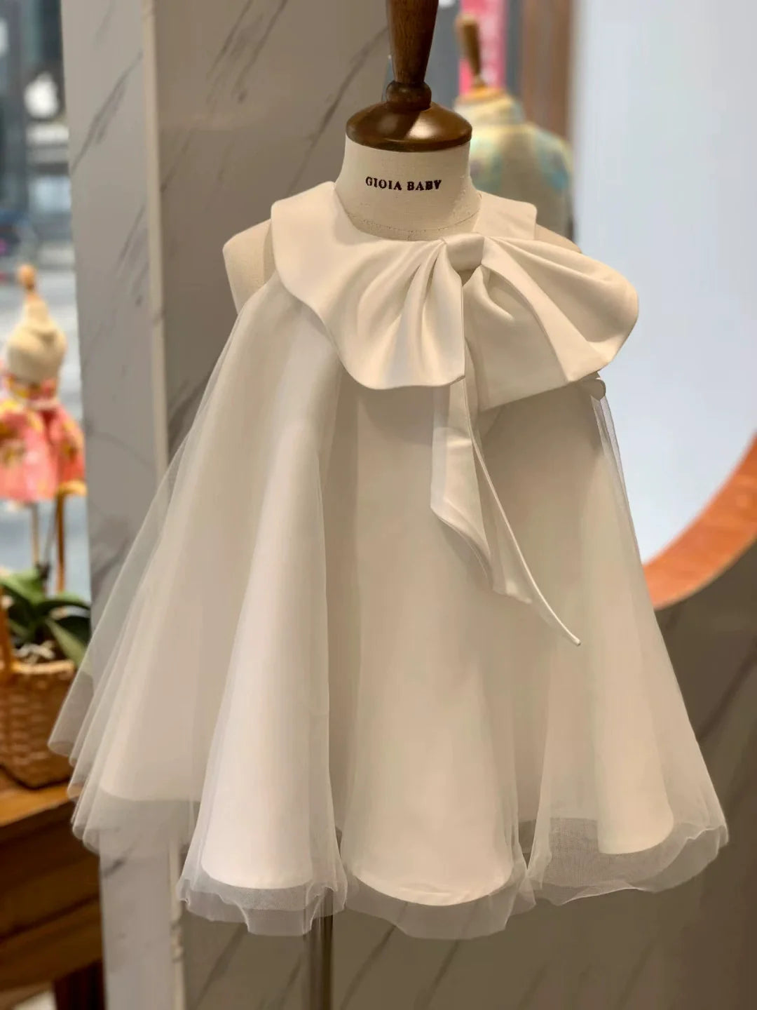 White Children's Dress with Bow