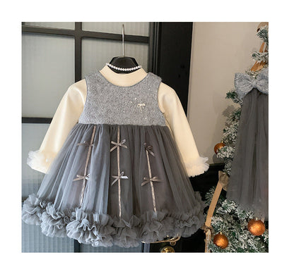 Children's Dress with Bows + Long Sleeves