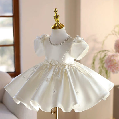 TulleLuce Vestido de Festa Infantil com Lacos Branco