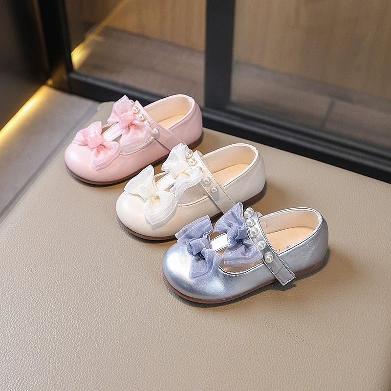 Girls Pearl Bow Shoes – Charmy