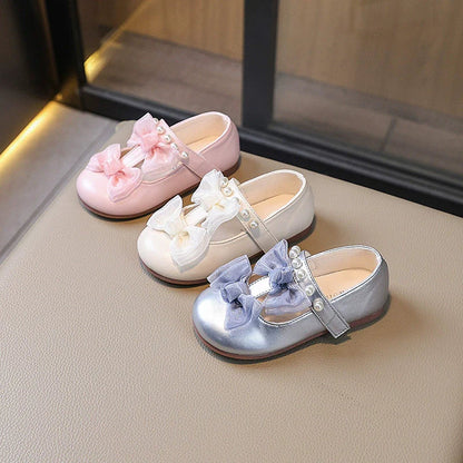 Girls Pearl Bow Shoes – Charmy