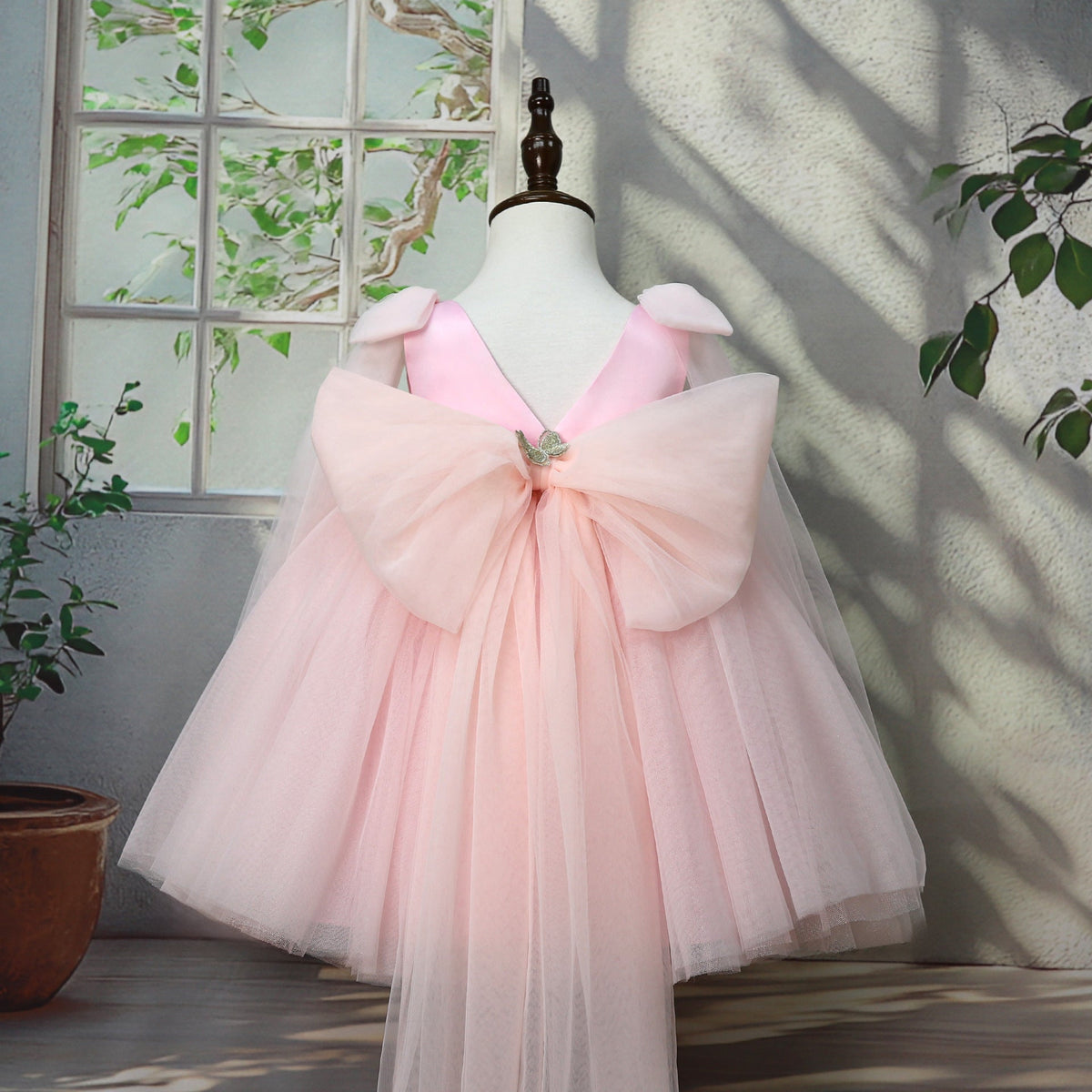 Pink Floral and Tulle Dress for Girls