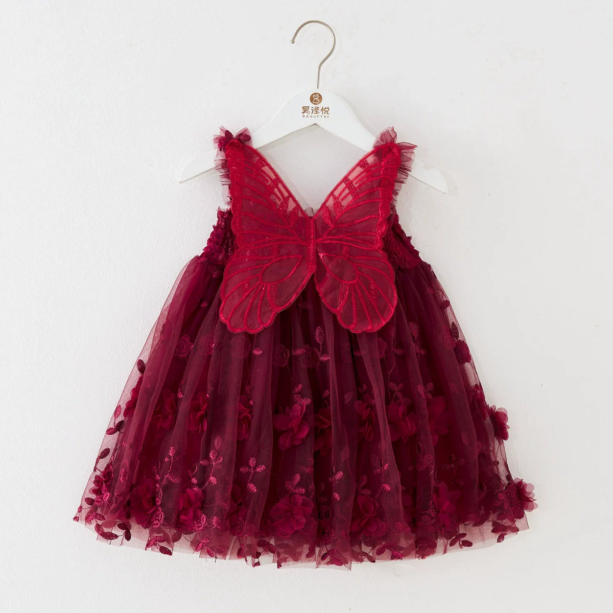 Tulle Dress With Flowers And Little Wings
