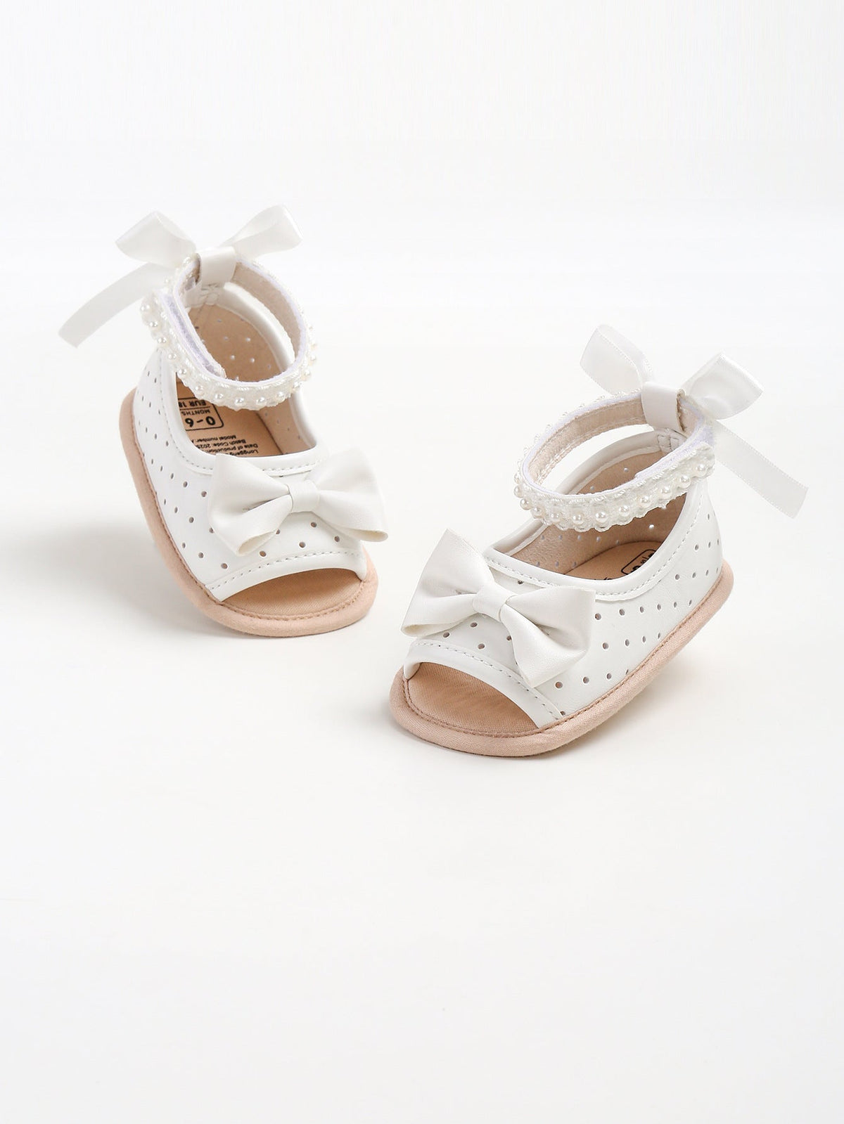 Girls' Sandals with Bow and Pearls