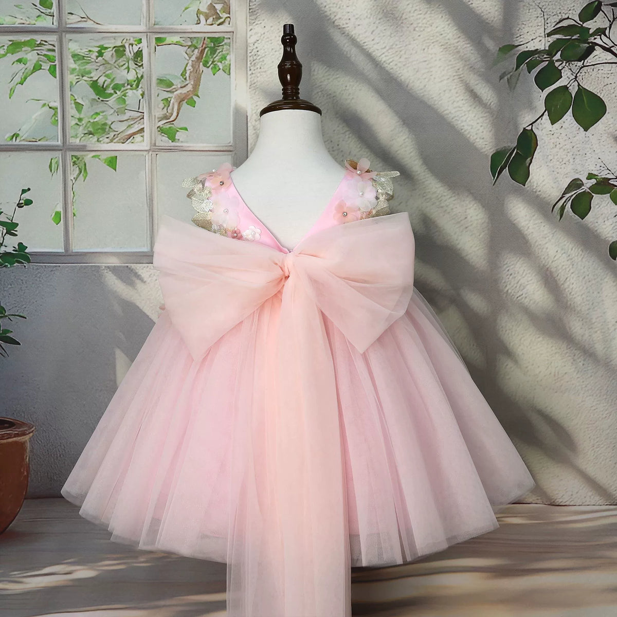 Pink Party Dress with Little Flowers
