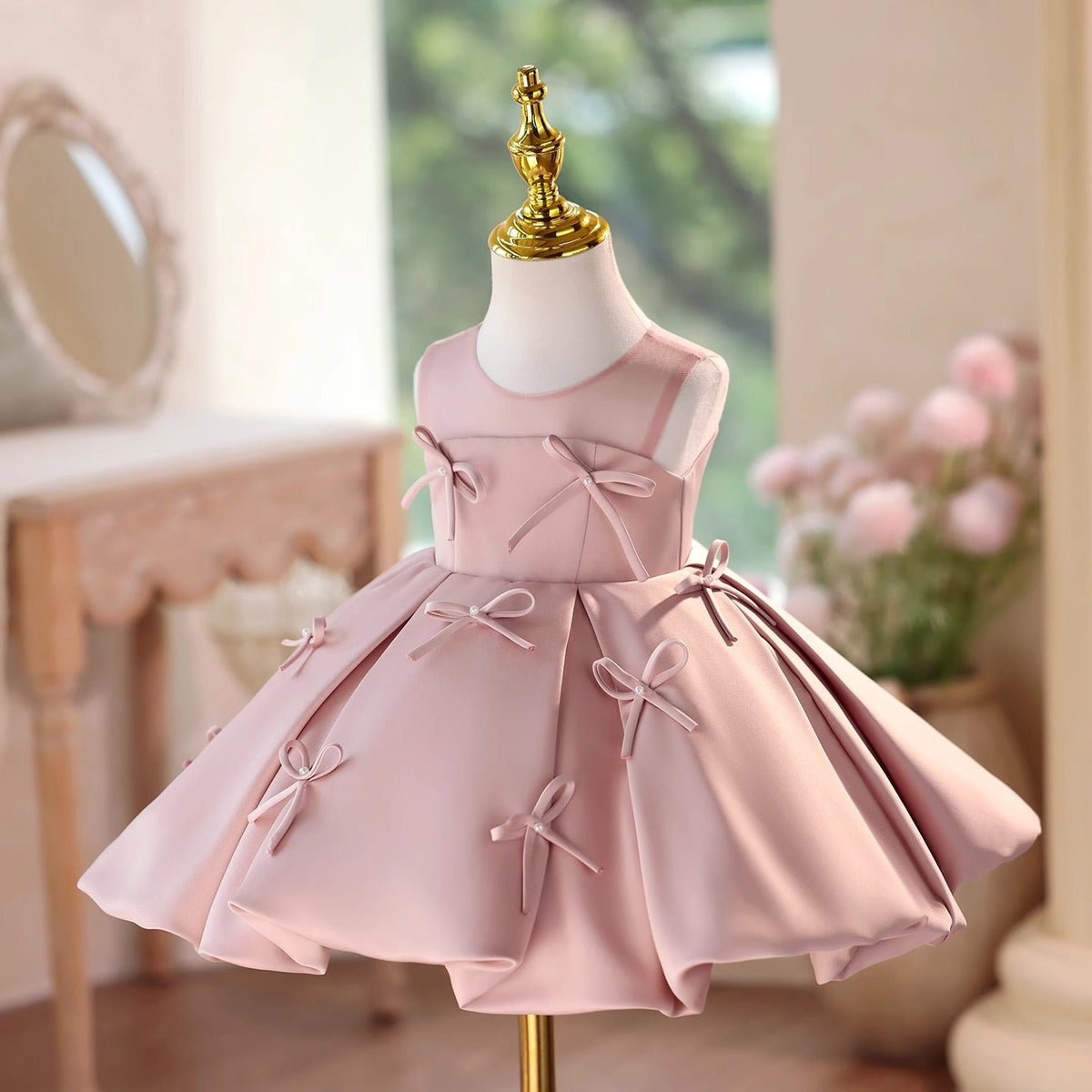 TulleLuce Vestido Infantil Rosa com Laços