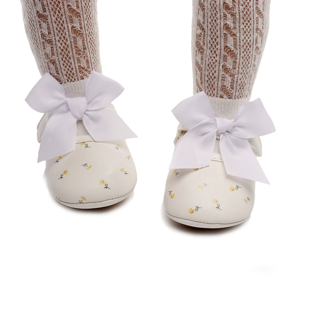 Baby Shoes with Little Flowers and Bows