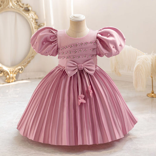 Children's Party Dress with Pearls and Bow