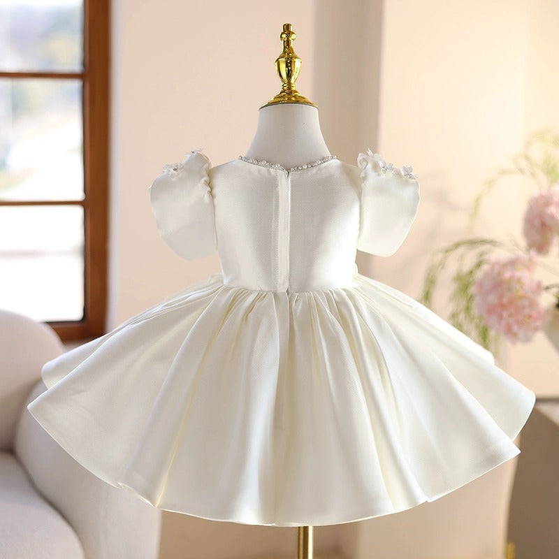 TulleLuce Vestido de Festa Infantil com Lacos Branco