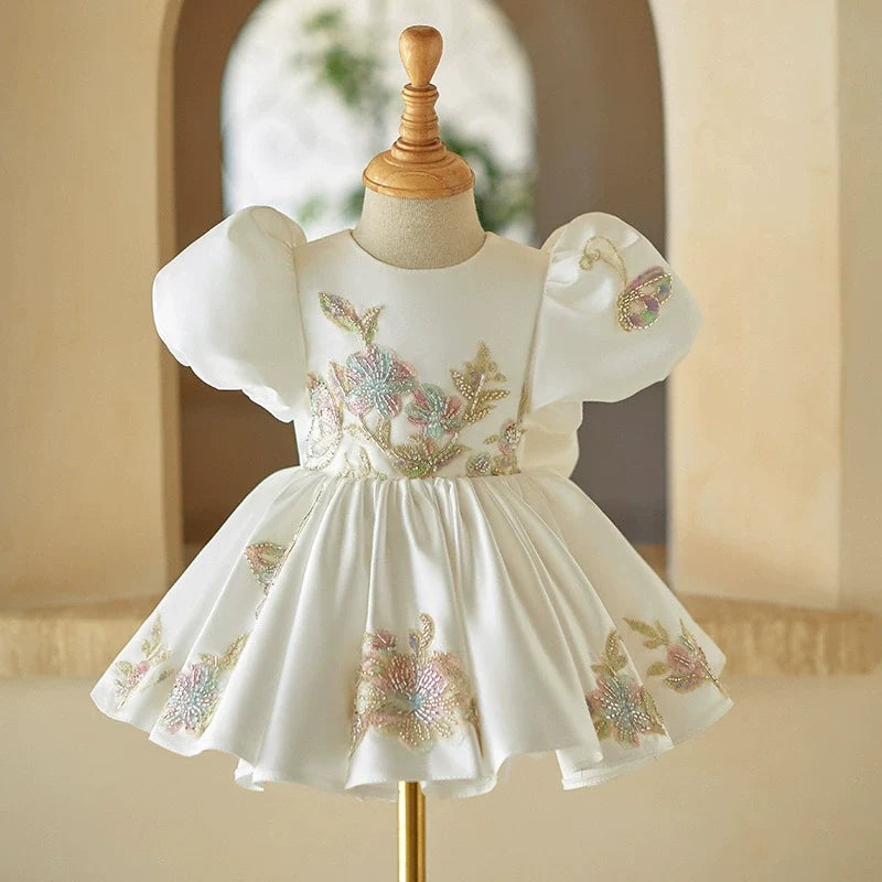 Children's Dress with Sparkling Flowers