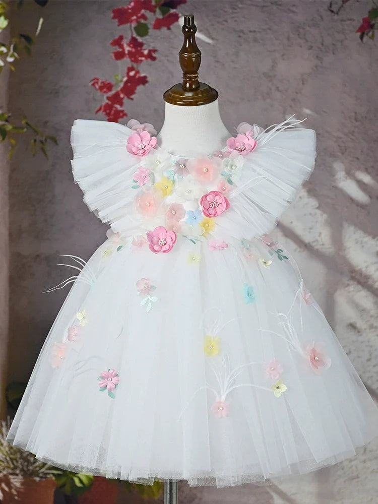 Enchanting Floral White Dress for Girls