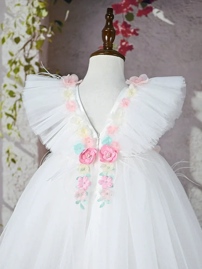 Enchanting Floral White Dress for Girls