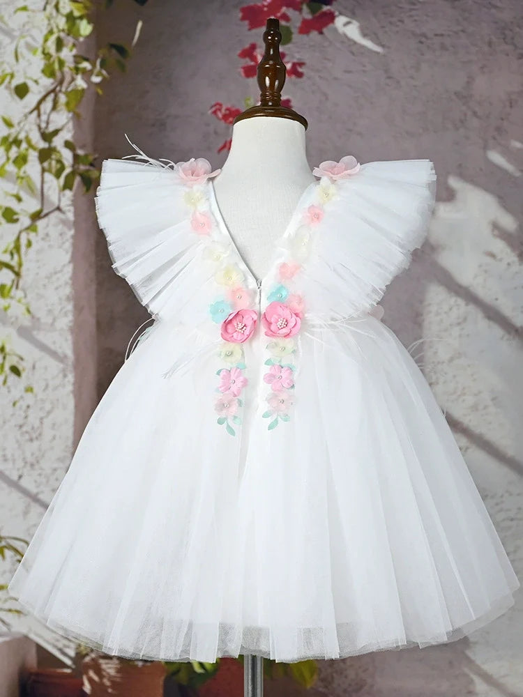 Enchanting Floral White Dress for Girls