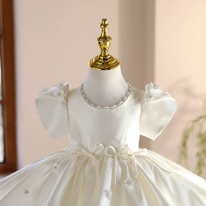 TulleLuce Vestido de Festa Infantil com Lacos Branco