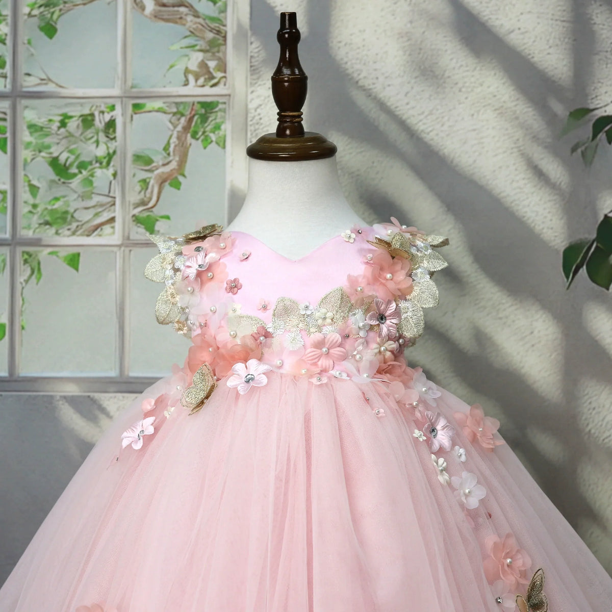 Pink Party Dress with Little Flowers