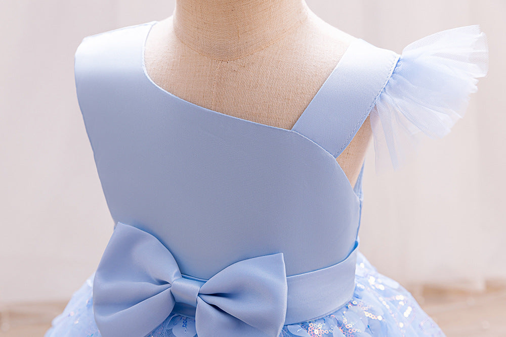 Children's Party Dress with Flowers and Bow