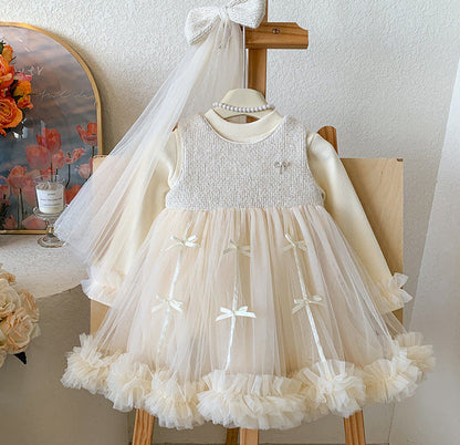 Children's Dress with Bows + Long Sleeves
