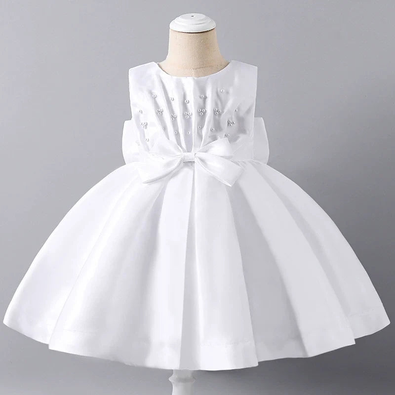 Children's Party Dress with Pearls and Bow