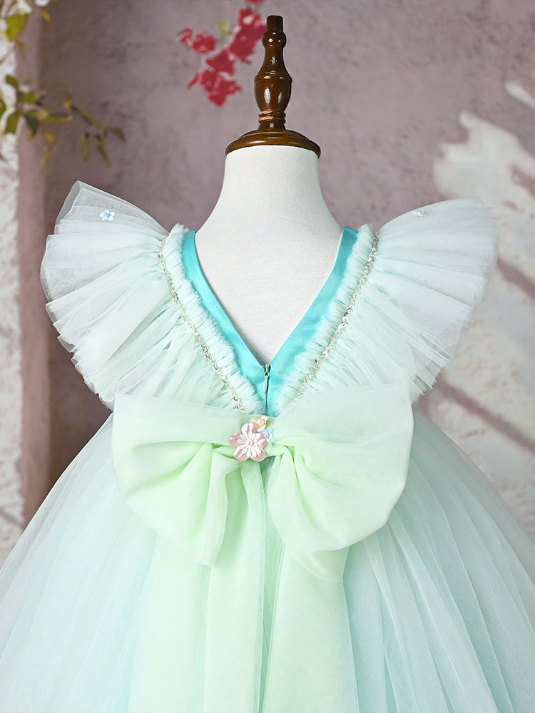 Blue Floral Party Dress for Girls