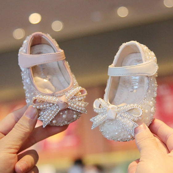 Girls Glitter Bow Party Shoes – Charmy
