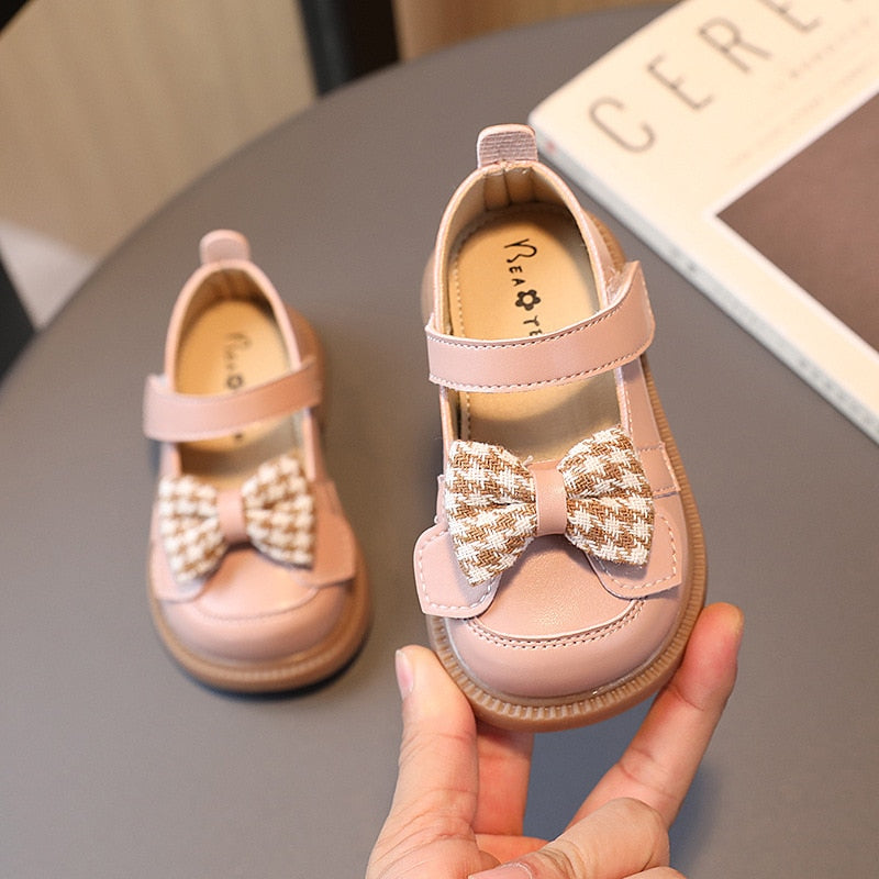 Girls Plaid Bow Party Shoes – Charmy