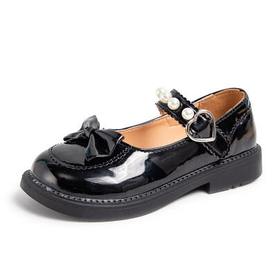 Girls Pearl Bow Glitter Shoes – Charmy