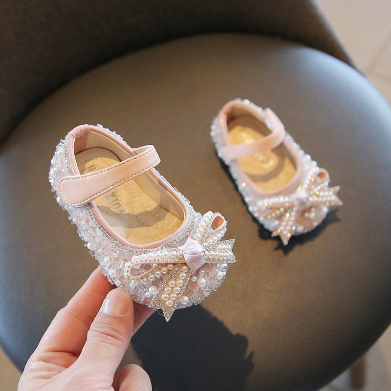 Girls Glitter Bow Party Shoes – Charmy