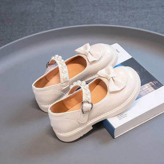 Girls Pearl Bow Glitter Shoes – Charmy