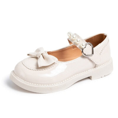Girls Pearl Bow Glitter Shoes – Charmy