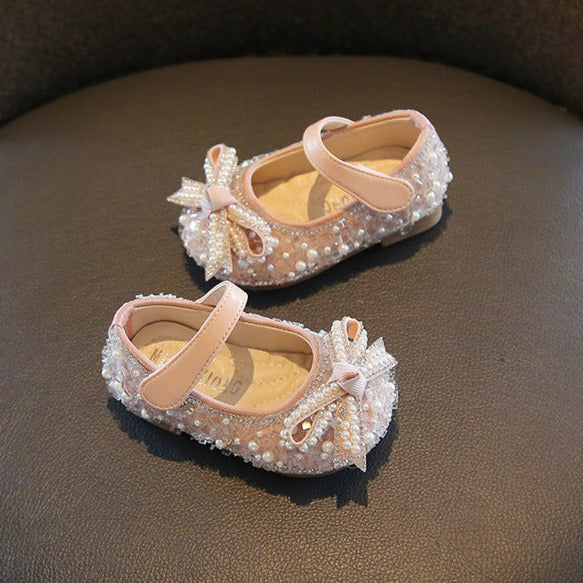 Girls Glitter Bow Party Shoes – Charmy