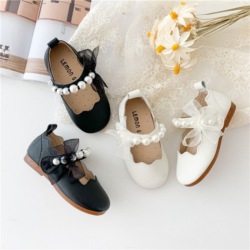 Girls Pearl Tulle Bow Party Shoes – Charmy