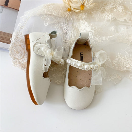 Girls Pearl Tulle Bow Party Shoes – Charmy