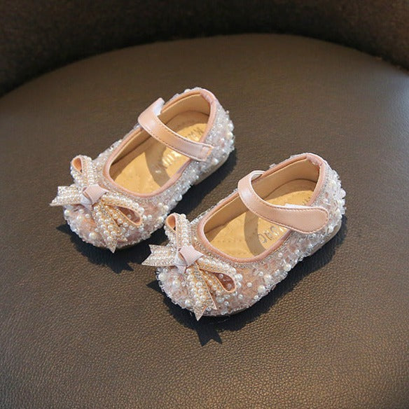 Girls Glitter Bow Party Shoes – Charmy
