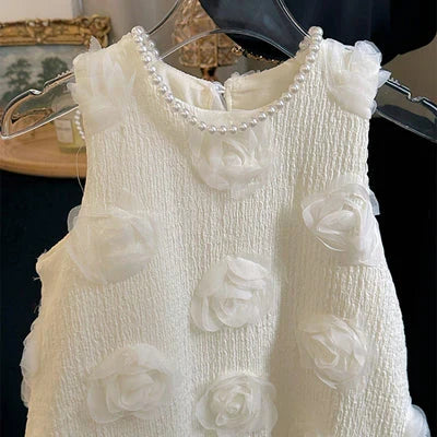 Beige Flower Children's Dress
