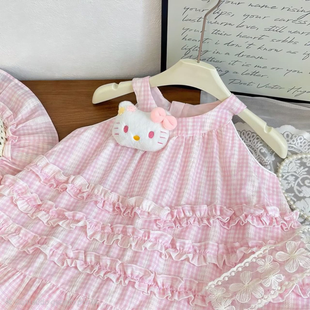Pink Cat Girl's Dress with Hat