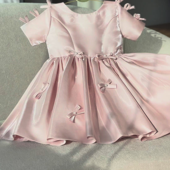 Vestido Infantil De Festa Rosa Com Lacos