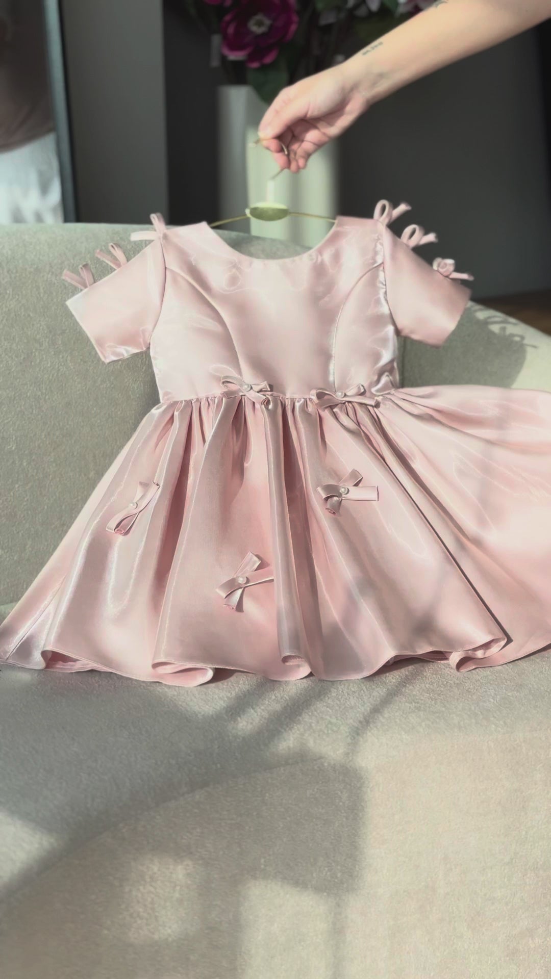 Vestido Infantil De Festa Rosa Com Lacos