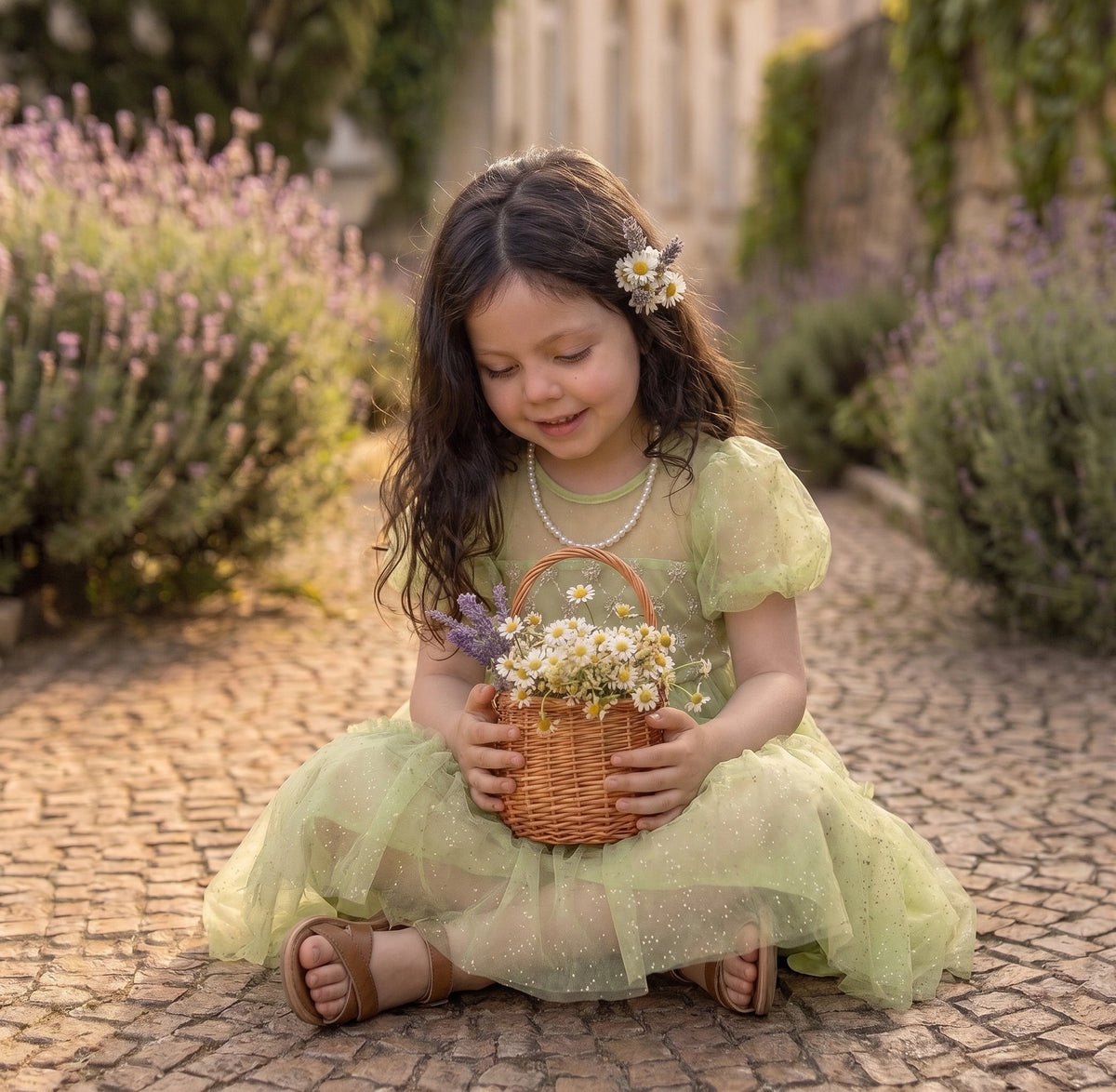 Asinha Bright Green Children's Dress