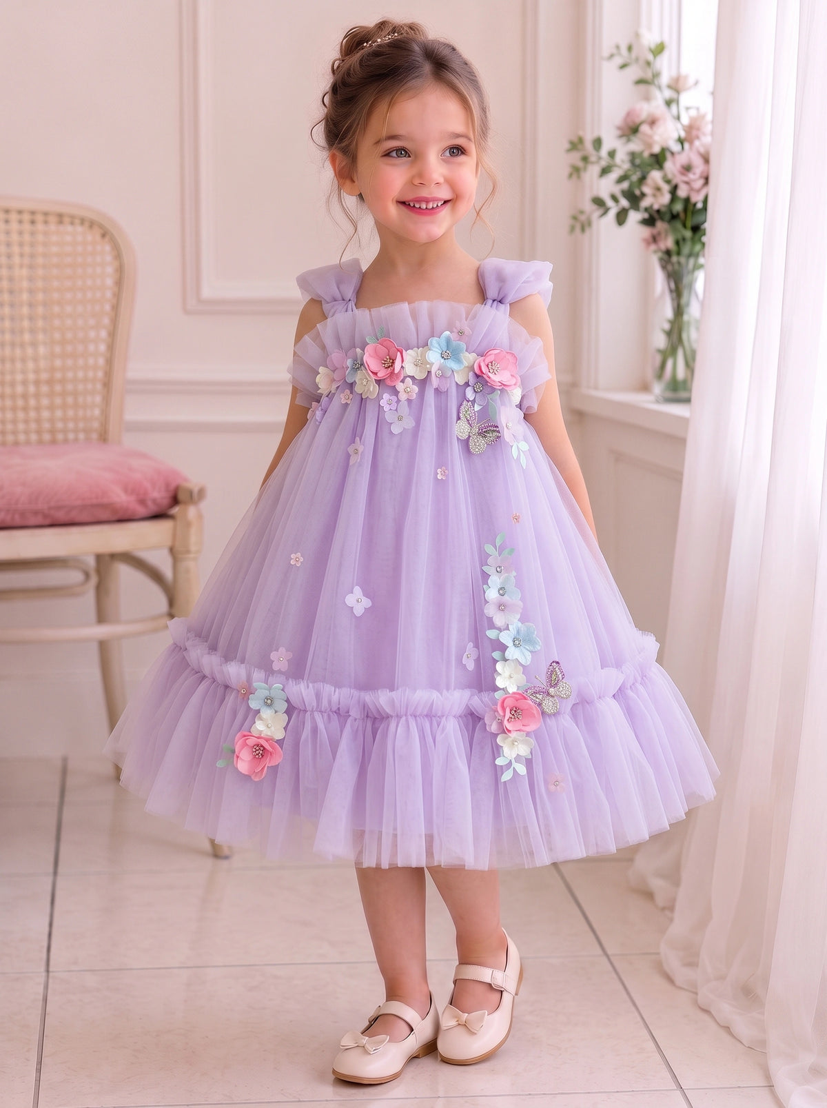 Children's Dress with Flowers and Wings