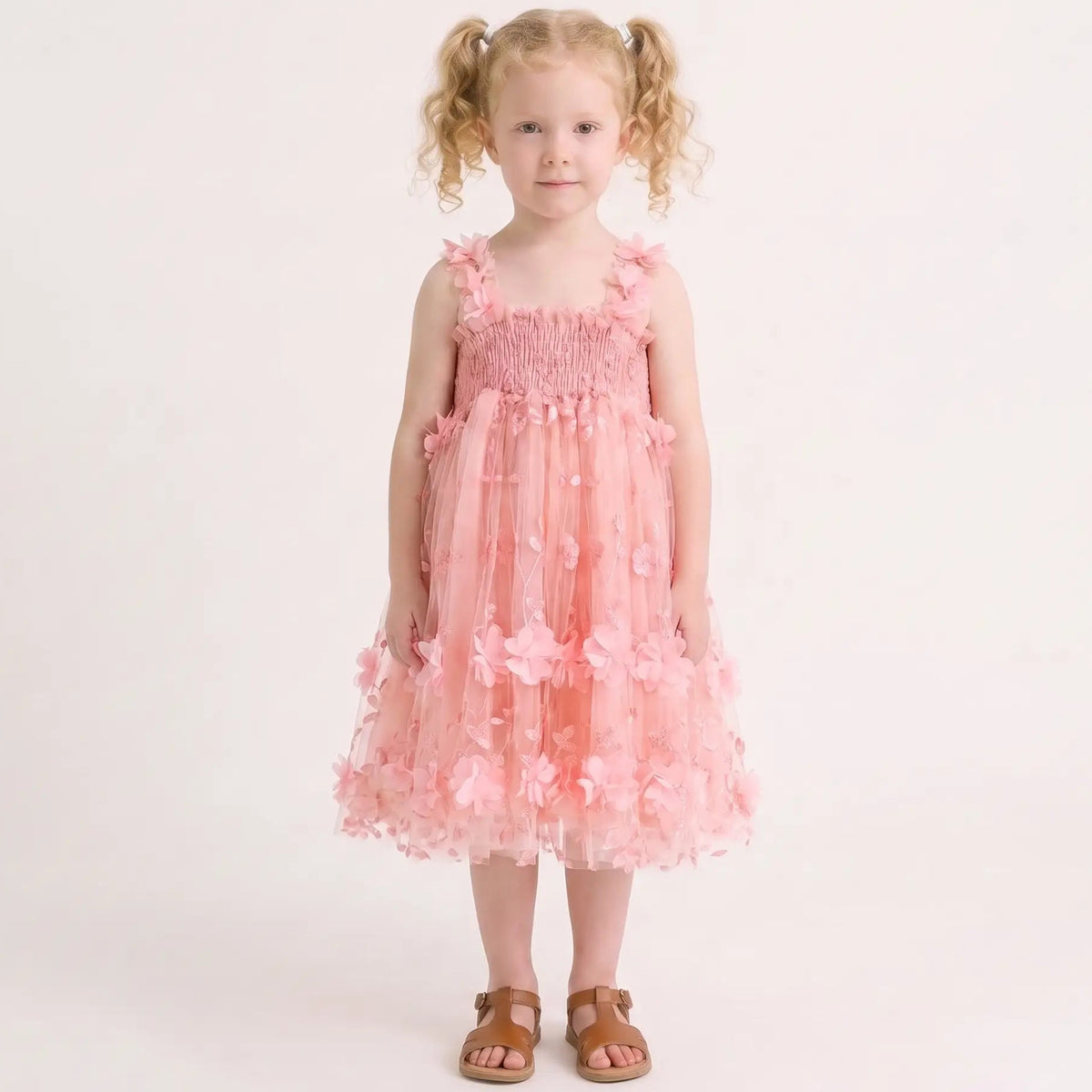 Tulle Dress With Flowers And Little Wings